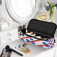 thumbnail image 4 of Hair Tools Storage with Heat Resistant Mat- Red and Blue Stripes Print Curling Iron Travel Bag/Flat Iron Case for Women, 4 of 8