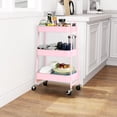 thumbnail image 3 of Carrito de Almacenamiento de Metal, 3 Niveles de Almacenaje, Carrito Organizador de Maquillaje con 4 Ganchos y 3 Pequeñas Cestas Colgantes para Oficina, Baño, Salón Cocina, 3 of 24