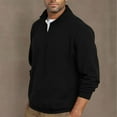 thumbnail image 4 of Aimik Hanes Men's Quarter Zip Sweatshirt Sherpa Lined Fleece Zipper Pullover Heavyweight Winter Warm Cotton Sweater-Black M, 4 of 6