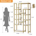 thumbnail image 5 of Dextrus 6 Tier Bookshelf, Tall Modern Free Standing Bookcase with 12 Shelf, Open Display Shelf Storage Book for Office Home, Gold, 5 of 10
