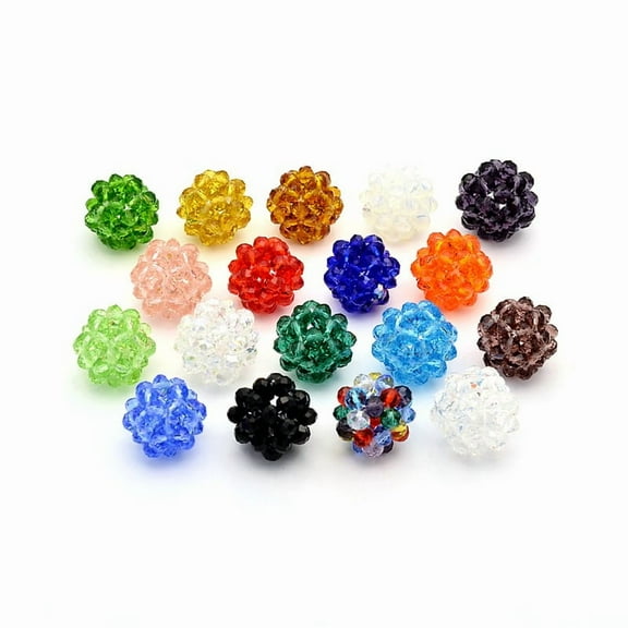 Transparent Glass Crystal Round Woven Beads Cluster Beads Mixed Color 14mm Beads: 4mm