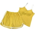 thumbnail image 2 of Loopsun Pajamas for Women Set, Women Fashion Solid Camisole Top and Shorts Pajamas Sets Yellow XL, 2 of 3