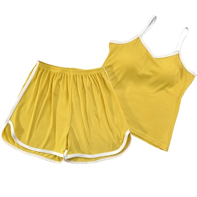 Timegard Tenues d'Été pour Femmes Débardeur Col en V Shorts Confortables Décontractés Ensembles de Course