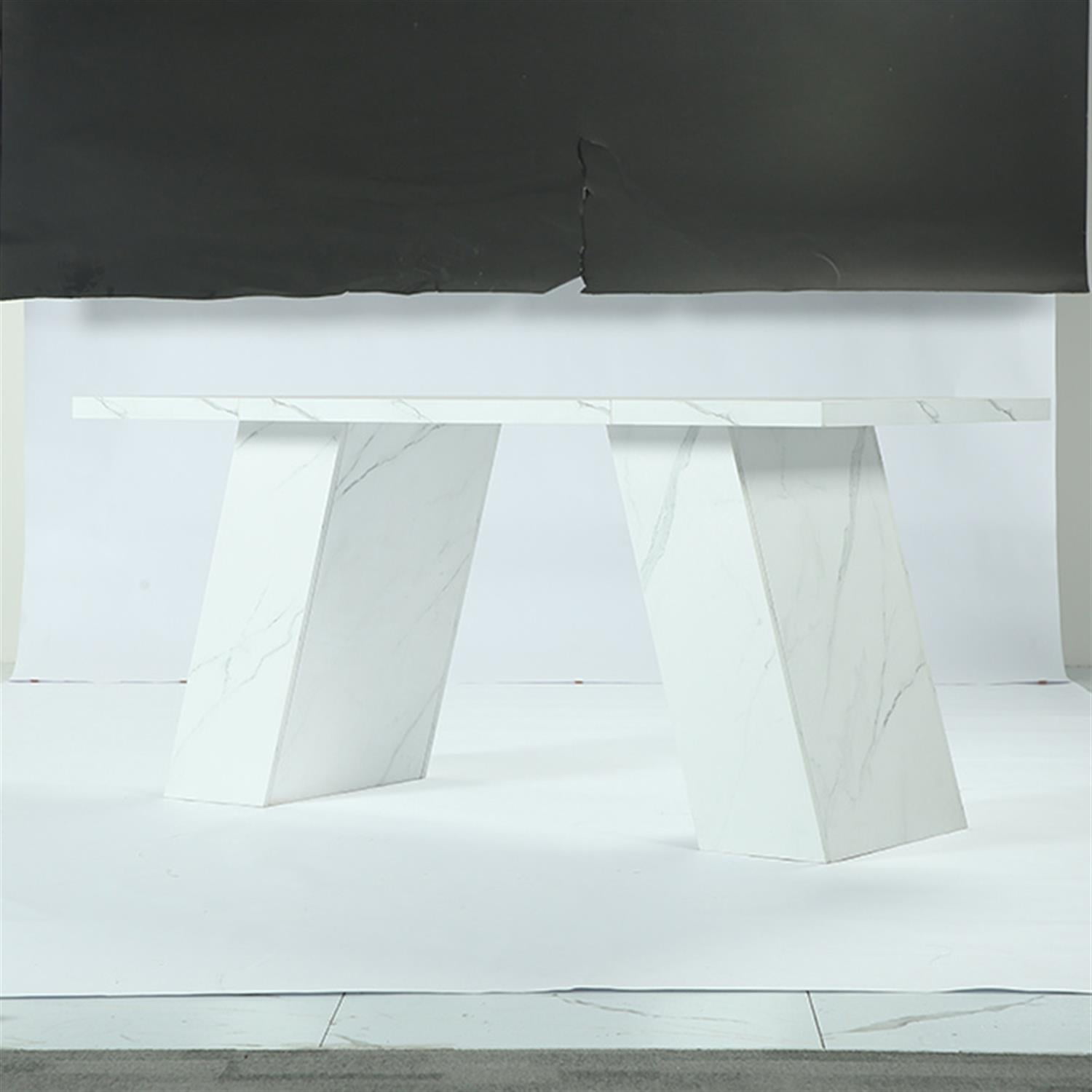 Demi Bonn Modern Dining Table, 63" Faux Marble Kitchen Dinner Table for 4-6 for Dining Room, Home Office, Living Room Furniture, White