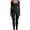 Black, variant on Women's Ribbed Long Sleeve Yoga Jumpsuit, Square Neck One Piece Workout Bodysuit for Fitness and Activewear