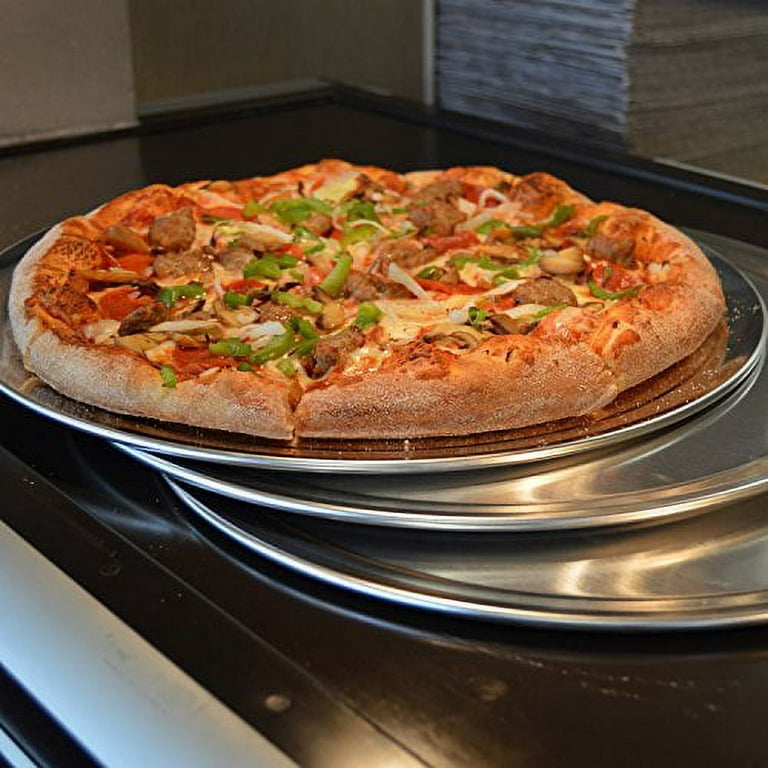 16 Pizza Pans, Long Lasting Wide Rim 18 Gauge Solid Aluminum
