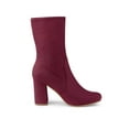 thumbnail image 3 of BLISSFUL STEP Women's Boots Faux Suede Rounded Toe Block Heel Foldable Ankle Boots Burgundy 7.5, 3 of 7
