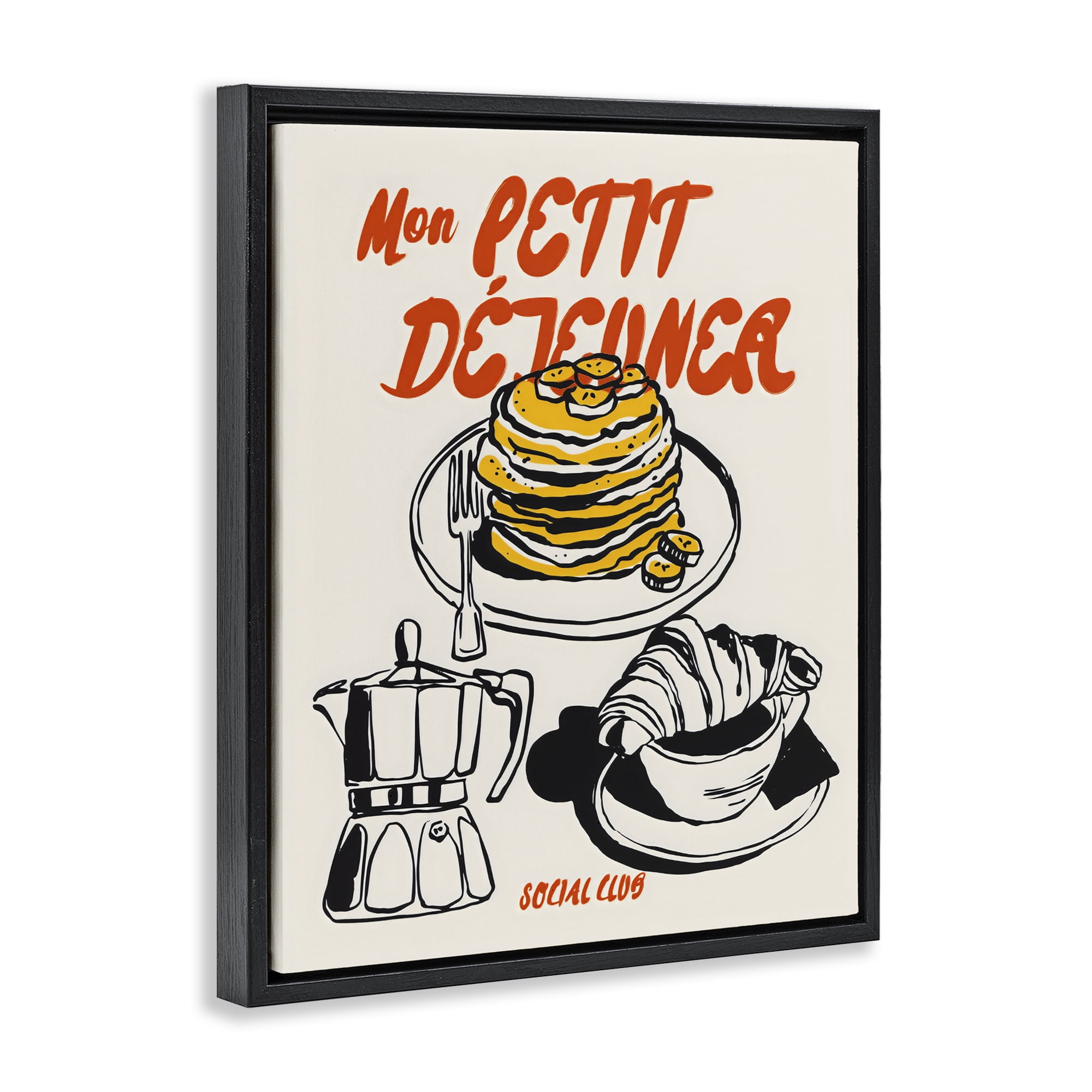 Stupell Industries My Breakfast Pancakes Spread Black Framed Floater Canvas Wall Art, design by The Prints Vibe