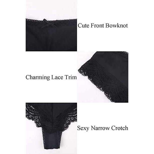 Charmo Women's Lace Trim Hipster Panties Nylon Bikini Brief
