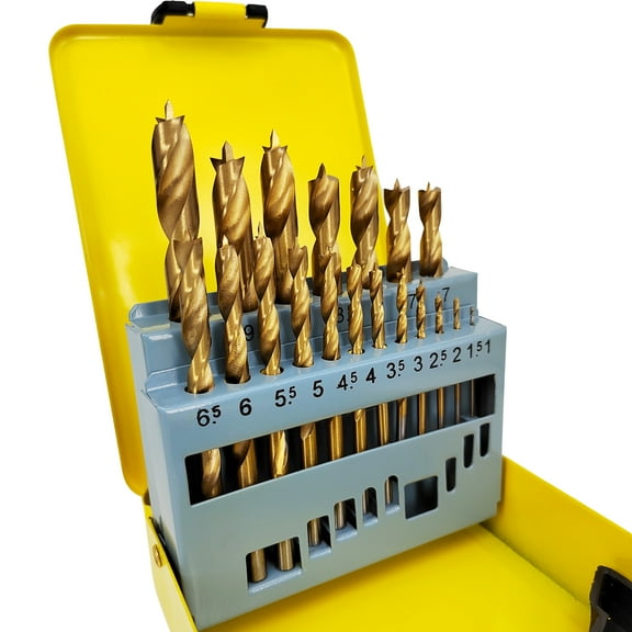 Hymnorq 19PC 1-10mm Metric HSS Brad Point Twist Drill Bits Set for Wood