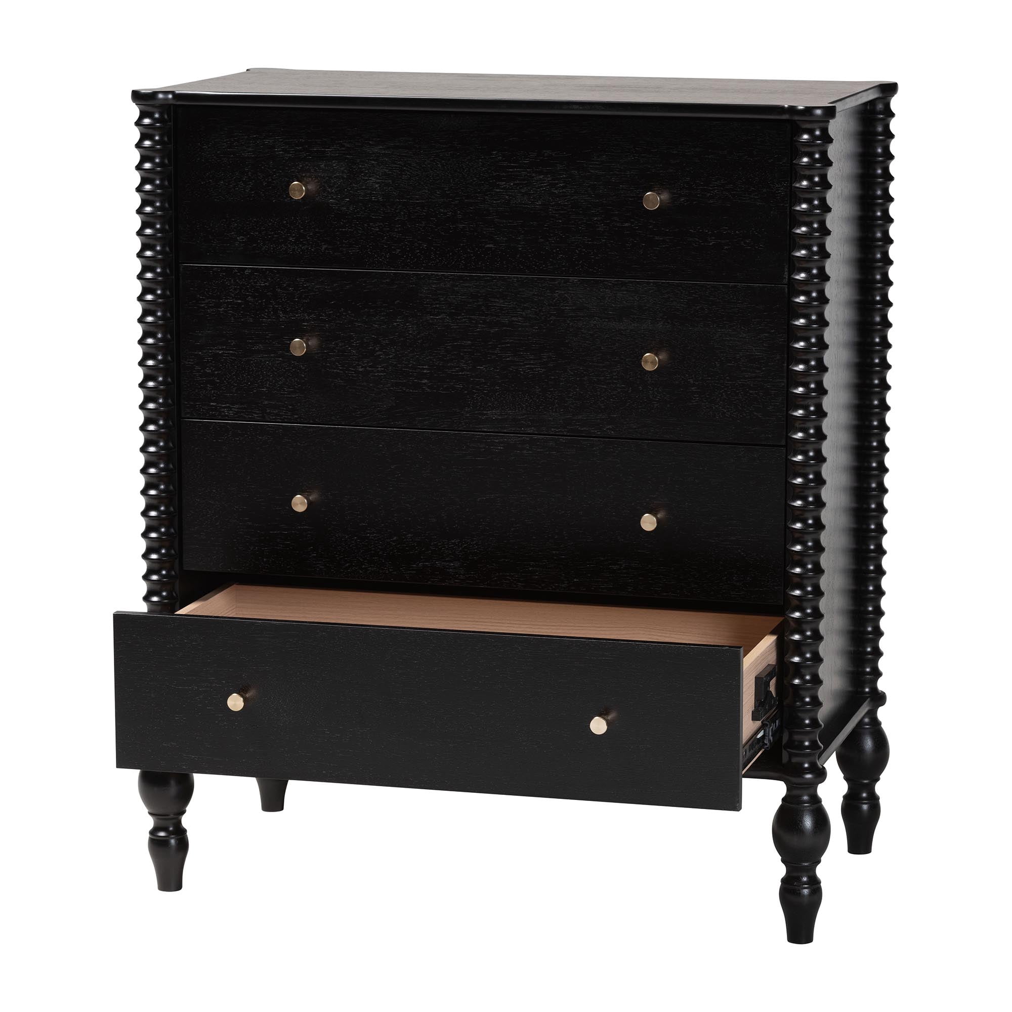 Baxton Studio Callison Farmhouse Chest, 4-Drawer, Black