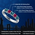 thumbnail image 2 of Gem Stone King 925 Sterling Silver London Blue Topaz and Red Created Ruby Wedding-Bands Ring for Women | 1.16 Cttw | Round 3.5MM | Gemstone November Birthstone | Size 8, 2 of 6