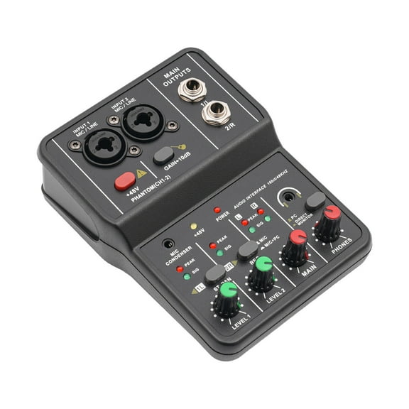 Black Audio Mixer Usb Dj Sound Mixing Console Amplifier Studio Live Party 2 Channel 110V