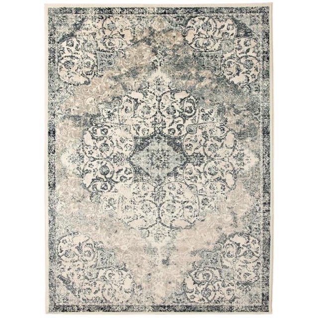 Amer Tapis ALU67999 7 Pi. 9 Po. x 9 Pi. 9 Po. Allure Médaillon Classique Tapis de Zone, Bleu Mer - Rectangle