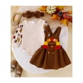 thumbnail image 2 of Suealasg Baby Girls Halloween Outfit 3Pcs Newborn Girl Christmas Clothing 3 6 9 12 18 Months Infant Girls Long Sleeve Romper Santa Claus/Ghost/Turkey Embroidery Suspender Skirt Headband Sets, 2 of 8