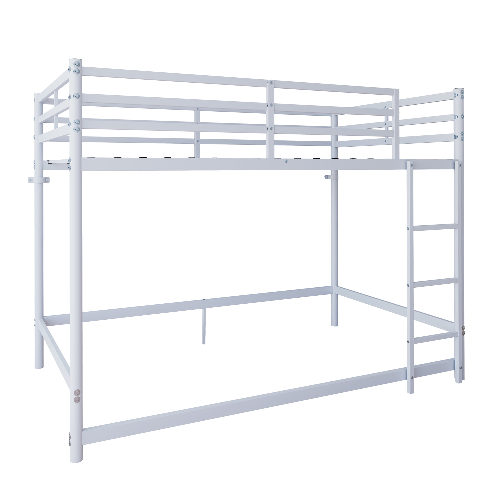 Alvantor Twin over Twin Metal Bunk Bed with Ladder, Guardrails, Under-Bed Storage, White