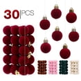 thumbnail image 7 of 3cm Mini Flocked Velvet Christmas Balls 30Pcs Ribbed Solid Shatterproof Small Baubles for Mini Xmas Tree Garland Window Decor, 7 of 7