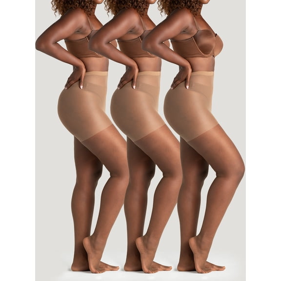 On the Go Women's Ultra Sheer Pantyhose (3 Pair Pack, Coffee, Size L)