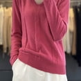 thumbnail image 4 of VSSSJ Womens V Neck Sweaters Loose Fit Soft Solid Color Long Sleeve Casual Warm Knit Fall Winter Base Layer Sweater Pullover Tops Hot Pink XXL, 4 of 7