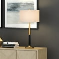 thumbnail image 4 of Evelyn&Zoe Lyon 29.75" Tall Two-Tone Table Lamp with Fabric Shade, Brass/Matte Black/White, 4 of 5