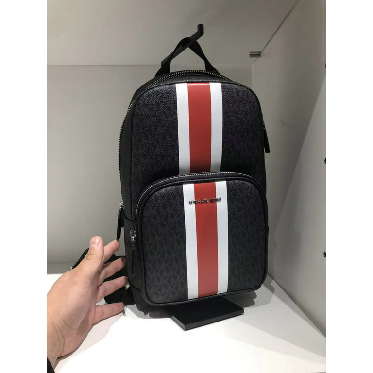 Michael Kors Cooper Medium Black Signature Flame Stripe Backpack Sling Pack  Bag 
