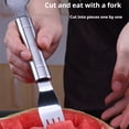 thumbnail image 5 of COFEST 2-in-1 Stainless Steel Fruit Cutter Head Watermelon Cutter Slicers Tool Portable Watermelon Windmill Cutter fork Slicers Quickly Fruit forks for Home silver, 5 of 9