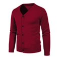thumbnail image 3 of Cárdigan de punto para hombre, otoño 2024, talla M-5XL, fino, con cuello en V, básico, elástico, ajustado, suéter fino, abrigo informal versátil de color sólido, 3 of 5