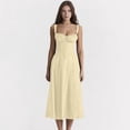 thumbnail image 6 of Women'S Summer Midi Corset Boho Dresses Casual Spaghetti Straps Lace Up Dress Flowy Aline Beach Sundress Yellow S, 6 of 7