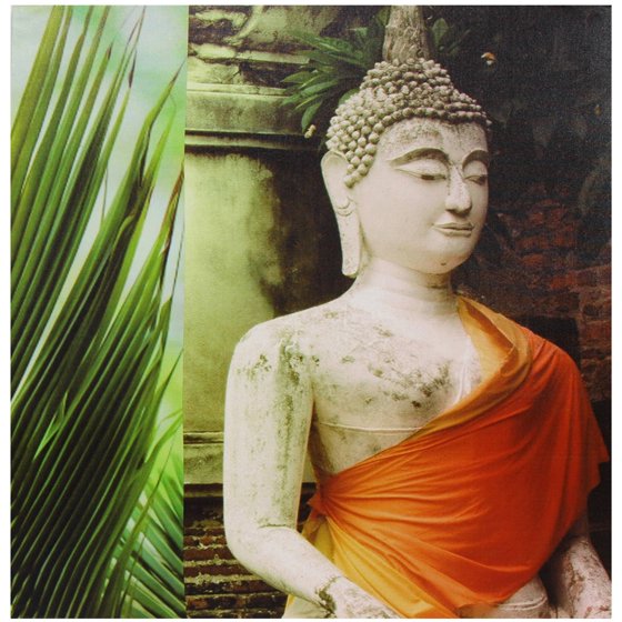 Orange Draped Buddha Canvas Wall Art