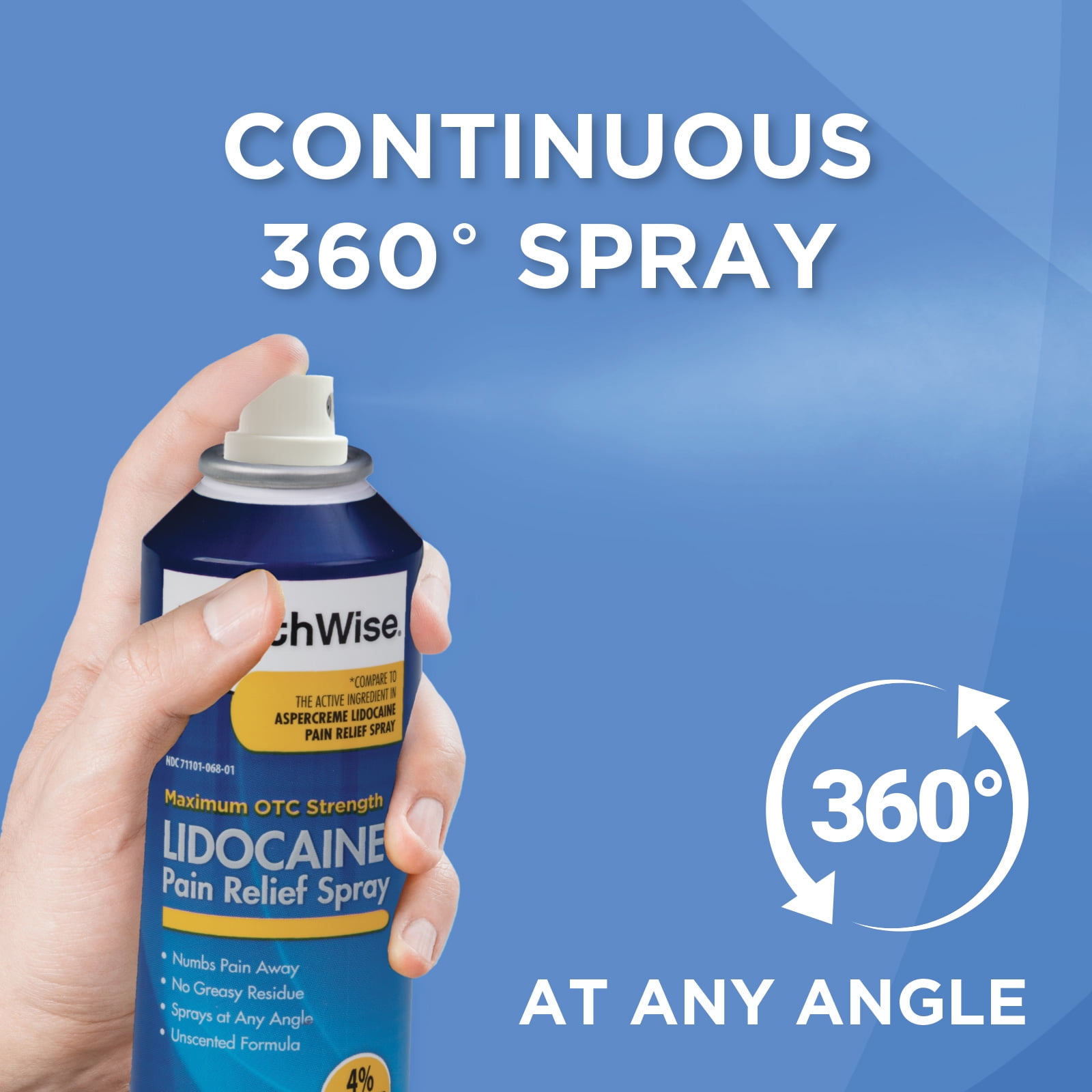 HealthWise 4 % Lidocaine Pain Relief Spray | OTC Strength | 4 oz. 133 mL | Non-Greasy, Unscented | Immediate Penetrating Action | Sprays at Any Angle