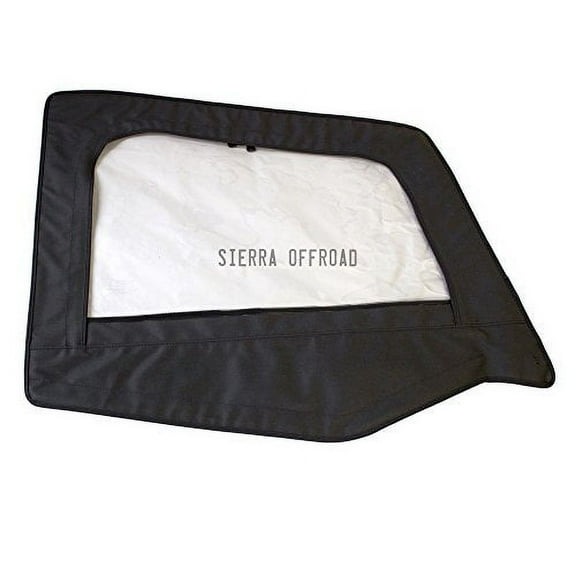 Sierra Offroad Jeep Half Doors for 1988 to 1995 Jeep Wrangler YJ - Black, Sailcloth Vinyl - 2 Door Skins with Plastic Clear Windows - Factory OEM Precision Fit Replacement - Upper Door Skin (Set of 2)