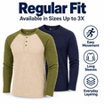 thumbnail image 6 of DARESAY Men’s Thermal Henley Shirts 3-Pack, Long Sleeve Waffle Knit Base Layer Tops, Warm Layering Shirts for Winter, Sizes S–3XL, 6 of 9