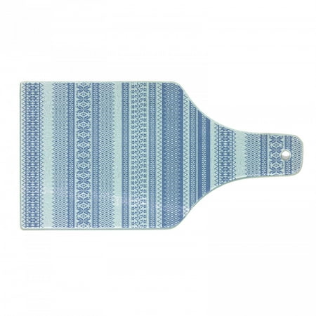 

Nordic Cutting Board Vertical Geometric Pattern Scandinavian Style Chevron Zigzag Lines Flowers Tempered Glass Cutting and Serving Board Wine Bottle Shape Pale Blue and Blue by Ambesonne