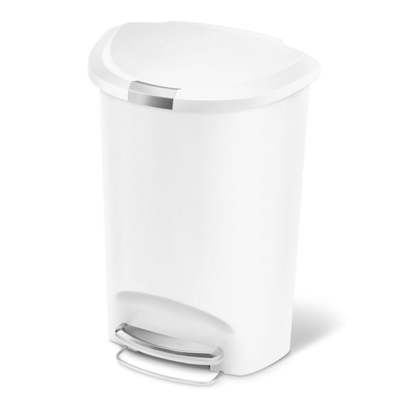 13 Gallon Plastic Semi - Round Step Kitchen Trash Can with Soft - Close Locking Lid