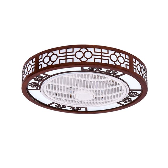 22" Round Ceiling Fan Light LED Low Profile Flush Mount Chandelier W/Remote 64W