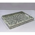 thumbnail image 4 of Serving Tray 15.7" X11.8", Lacquer Mother of Pearl Inlay Mosaic Tray, Rectangle Wooden Marble Tray with Handles Trays for Tea, Breakfast in Bed, Table (Black Leaf), 4 of 4
