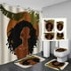 thumbnail image 1 of Juego de 4 cortinas de ducha para niña negra, diseño de mariposas con motivos florales, color azul, verde azulado y rosa, decoración de baño para mujer afroamericana, cortina de ducha de tela negra, 1 of 7