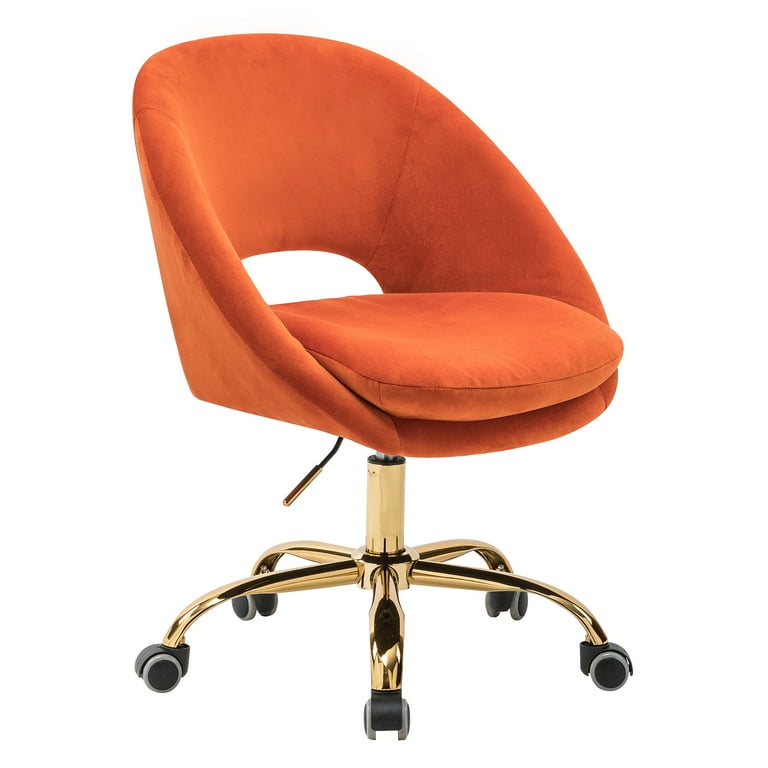 Orange velvet desk chair sale