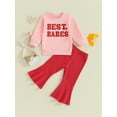 thumbnail image 2 of Bagilaanoe 2Pcs Baby Girl Valentine’s Day Clothing Sets Toddler Print Long Sleeve Sweatshirt Tops + Flare Trousers 6M 9M 12M 2T 3T 4T Kids Pants Set, 2 of 9