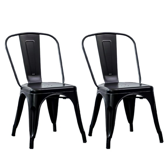 Juego de 2 sillas de jardín Stay Elit apilables 18 Pulgadas Altura del Asiento metal Capacidad de Peso 150 kg Color negro