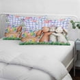 thumbnail image 3 of Easter Bunny Pillow Covers, Linen Long Throw Pillow Case, Cute Rabbits Colorful Eggs Flower Purple Plaid Holiday Pillow Protector Decorative Cushion Cover for Living Room/Bedroom 20" x 30", 3 of 8