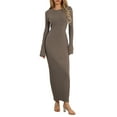 thumbnail image 3 of xiaxaixu Robe en Tricot pour Femmes, Manches Longues Élégantes Col Rond Côtelé Robe Longue d'Automne Mode Urbaine, 3 of 9