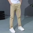 thumbnail image 2 of snilers Boys School Uniform Twill Khaki Pants Kids Flat Front Comfortable Waistband Stretch Chino Pants with Pockets 3-14 Years, 2 of 7