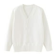 thumbnail image 4 of Gubotare Cardigan for Boys Boys School Uniform Cardigan Sweater Kids Knit Open Front Long Sleeve Outerwear Size 6-7 (White,6-7 Years), 4 of 4