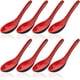 thumbnail image 1 of Paquete de 8 Cucharas de Arroz de Plástico, findTop Cuchara de Sopa Won Ton China, Cucharas de Sopa Estilo Llano Asiático- Rojo y Negro, 1 of 5