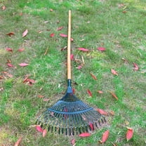 UKCOCO Yard Leaf Rake Tool with Metal Handle and 22 Teeth for Effective Garden and Lawn Cleaning