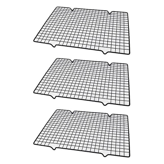 3Pcs Cake Cooling Rack, Black Carbon Steel Bread Drying Net, Baking Tool, Non Stick Cooling Net, Baking Tray, Net Rack A