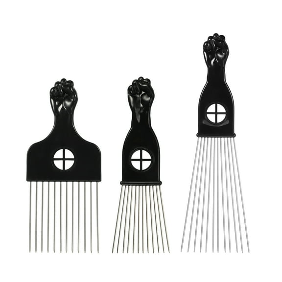 Unique Bargains 3pcs Metal Hair Pick Metal African Hair Picks for Women and Men 9.06"x2.83" 6.89"x2.20 6.61"x2.83"