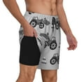 thumbnail image 3 of Balery Gray Tractor Mens Swim Trunks Swim Shorts for Men Quick Dry Inseam Beach Shorts with Compression Liner Pocket-Small, 3 of 9