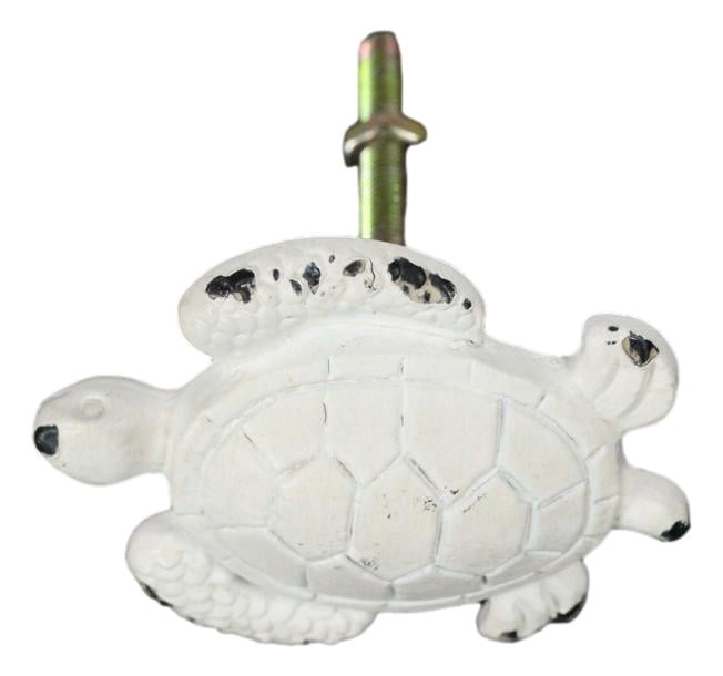 Pack Of 6 Aged White Nautical Marine Sea Turtle Drawer Cabinet Door Pull Knobs